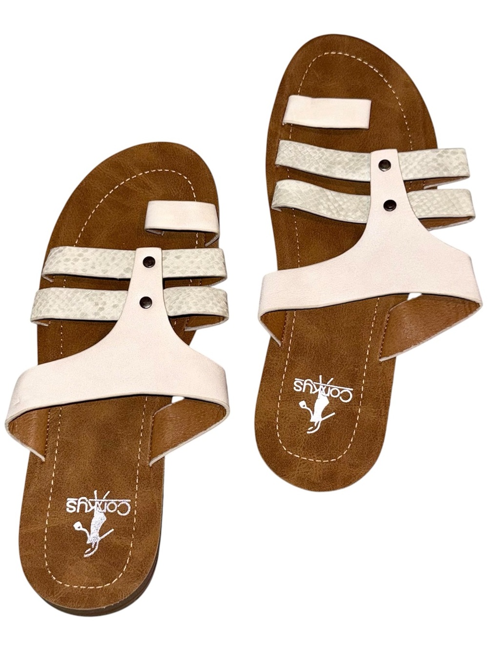 White Snakeskin “Sandcastle” Corkys Sandals 🩴 SIZE 8, BRAND NEW! 🏷️ 🤍